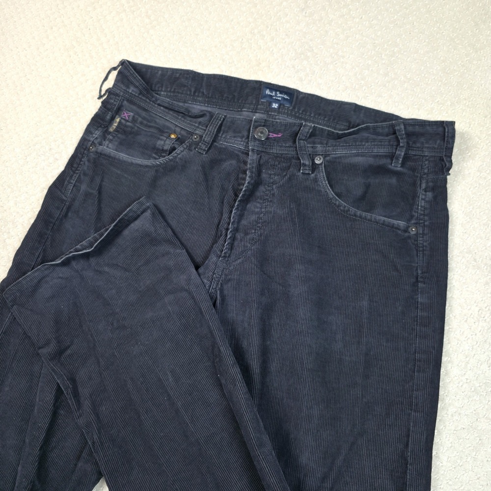 Paul Smith Jeans Mens 32x32 Corduroy Pants Black Straight Fit Cotton‎ Button Fly